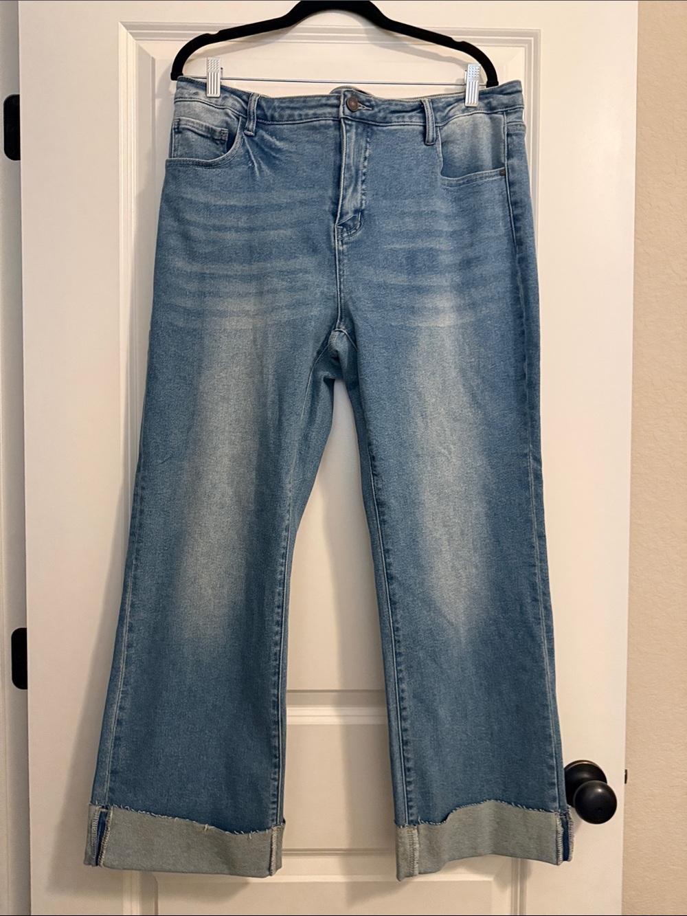 Lucky & Blessed Boyfriend Jeans- Inseam 27 1/2” uncuffed, Waist 18 1/2” flat